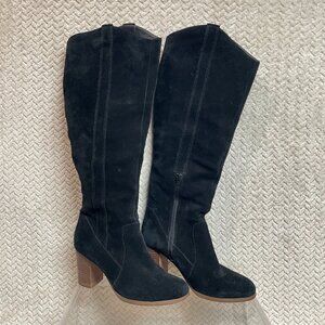 Sole Society Womens Cleo Knee High Black Suede Block Heel Boot Whimsigoth 8.5‎